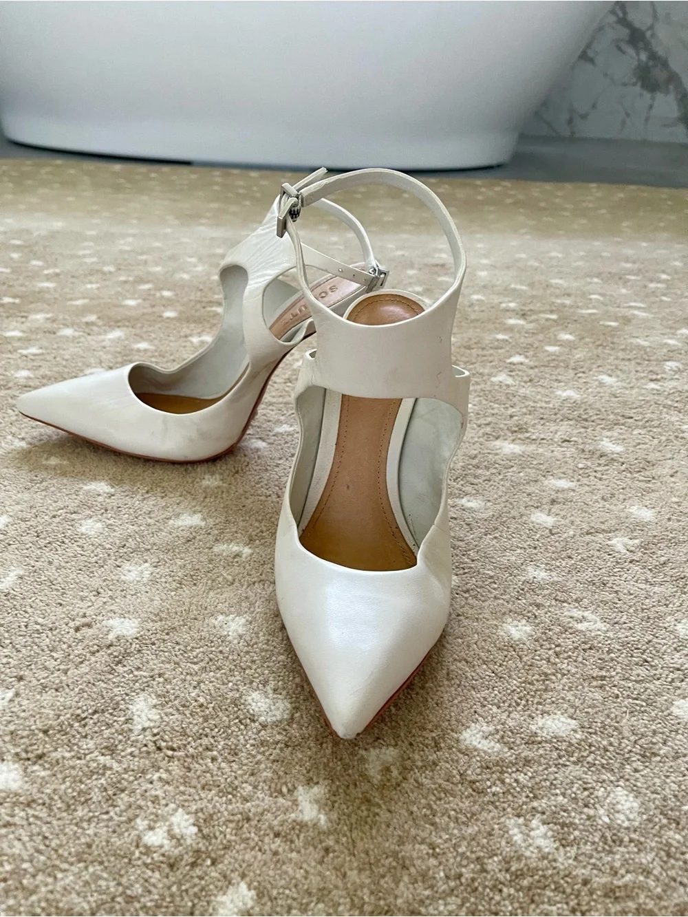SCHUTZ White Pointed Slingback Stiletto Pumps - Picture 5 of 5